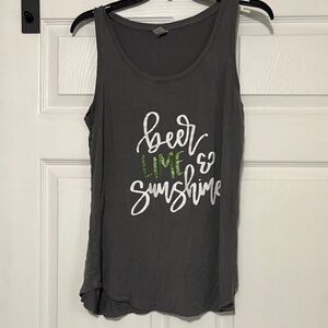 Old Navy Charcoal Tank Top with Lime and White Graphic